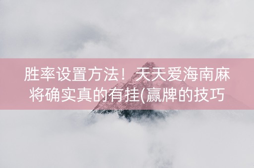 胜率设置方法！天天爱海南麻将确实真的有挂(赢牌的技巧)