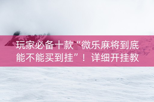 玩家必备十款“微乐麻将到底能不能买到挂”！详细开挂教程（确实真的有挂)-知乎