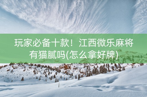 玩家必备十款！江西微乐麻将有猫腻吗(怎么拿好牌)