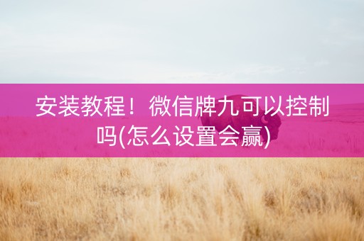 安装教程！微信牌九可以控制吗(怎么设置会赢)