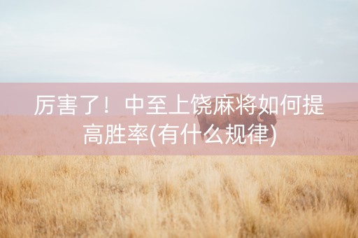 厉害了！中至上饶麻将如何提高胜率(有什么规律)