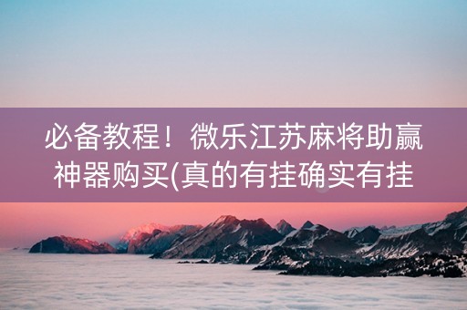 必备教程！微乐江苏麻将助赢神器购买(真的有挂确实有挂)