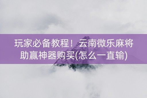 玩家必备教程！云南微乐麻将助赢神器购买(怎么一直输)