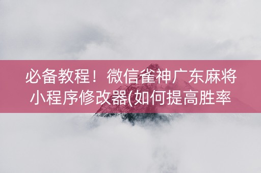 必备教程！微信雀神广东麻将小程序修改器(如何提高胜率)