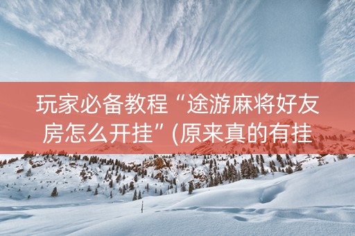 玩家必备教程“途游麻将好友房怎么开挂”(原来真的有挂)-知乎