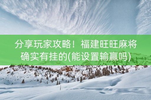 分享玩家攻略！福建旺旺麻将确实有挂的(能设置输赢吗)