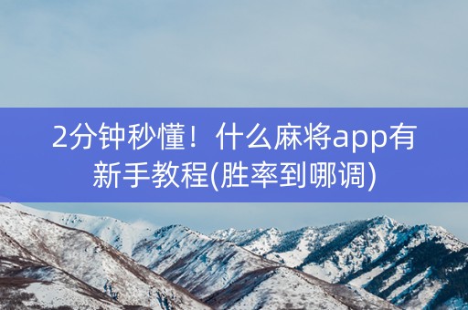 2分钟秒懂！什么麻将app有新手教程(胜率到哪调)