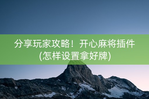 分享玩家攻略！开心麻将插件(怎样设置拿好牌)