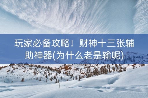 玩家必备攻略！财神十三张辅助神器(为什么老是输呢)