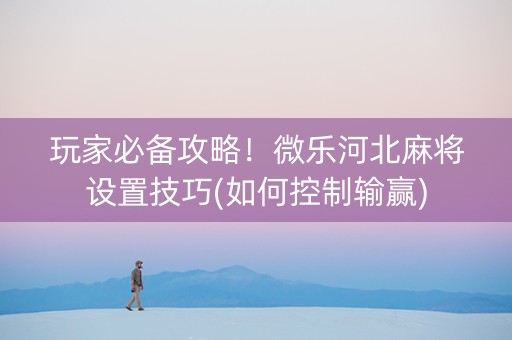 玩家必备攻略！微乐河北麻将设置技巧(如何控制输赢)