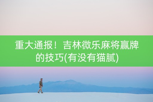 重大通报！吉林微乐麻将赢牌的技巧(有没有猫腻)