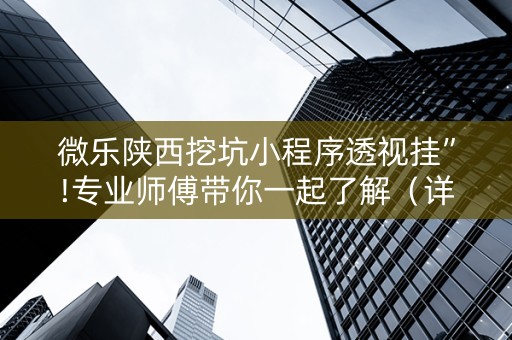 微乐陕西挖坑小程序透视挂”!专业师傅带你一起了解（详细教程）-知乎
