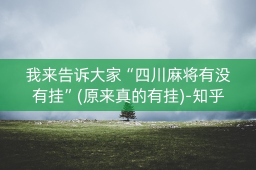 我来告诉大家“四川麻将有没有挂”(原来真的有挂)-知乎