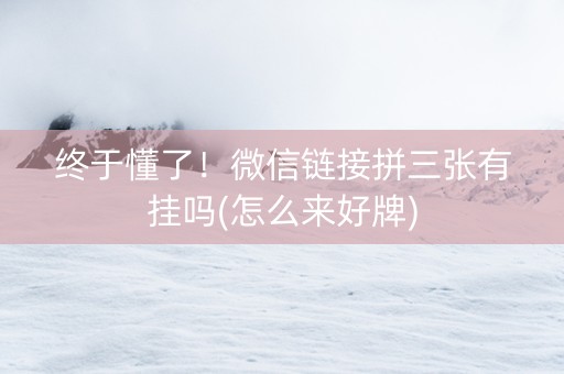 终于懂了！微信链接拼三张有挂吗(怎么来好牌)