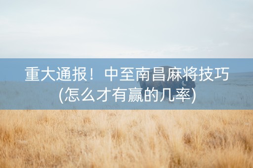 重大通报！中至南昌麻将技巧(怎么才有赢的几率)