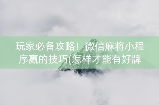 玩家必备攻略！微信麻将小程序赢的技巧(怎样才能有好牌)