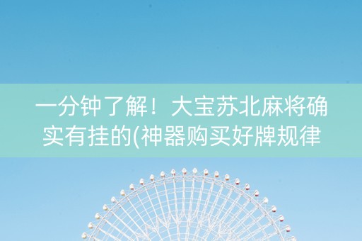 一分钟了解！大宝苏北麻将确实有挂的(神器购买好牌规律)