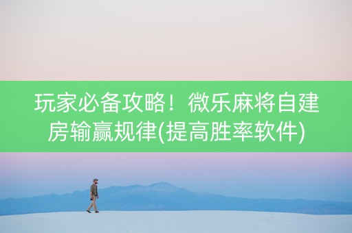 玩家必备攻略！微乐麻将自建房输赢规律(提高胜率软件)