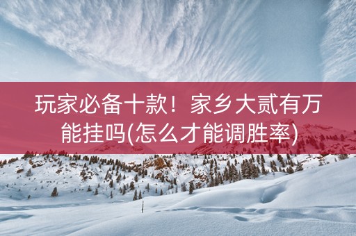 玩家必备十款！家乡大贰有万能挂吗(怎么才能调胜率)