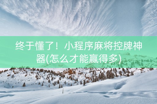 终于懂了！小程序麻将控牌神器(怎么才能赢得多)