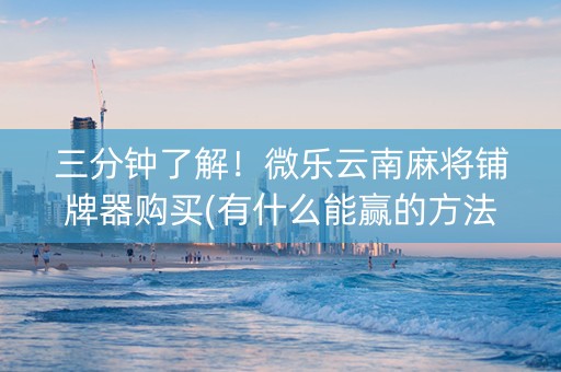 三分钟了解！微乐云南麻将铺牌器购买(有什么能赢的方法)