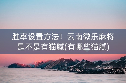 胜率设置方法！云南微乐麻将是不是有猫腻(有哪些猫腻)