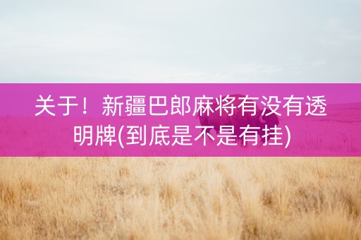 关于！新疆巴郎麻将有没有透明牌(到底是不是有挂)