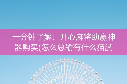 一分钟了解！开心麻将助赢神器购买(怎么总输有什么猫腻)