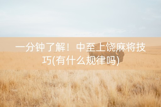 一分钟了解！中至上饶麻将技巧(有什么规律吗)