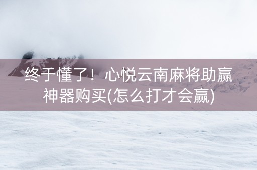 终于懂了！心悦云南麻将助赢神器购买(怎么打才会赢)