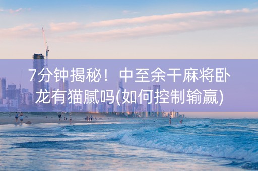 7分钟揭秘！中至余干麻将卧龙有猫腻吗(如何控制输赢)