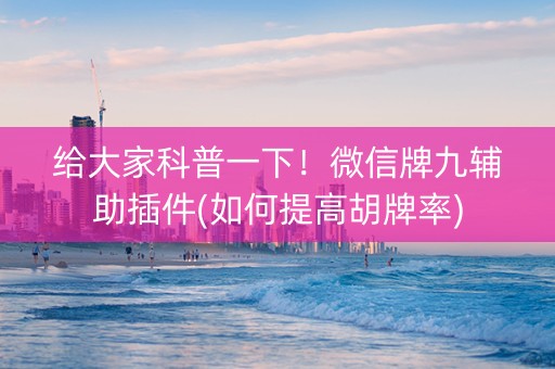 给大家科普一下！微信牌九辅助插件(如何提高胡牌率)