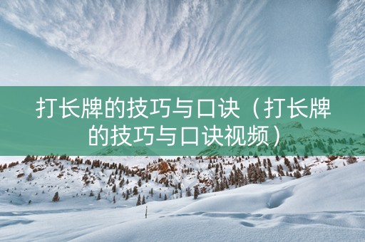 打长牌的技巧与口诀（打长牌的技巧与口诀视频）