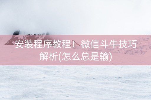 安装程序教程！微信斗牛技巧解析(怎么总是输)