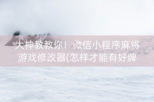 大神教教你！微信小程序麻将游戏修改器(怎样才能有好牌)