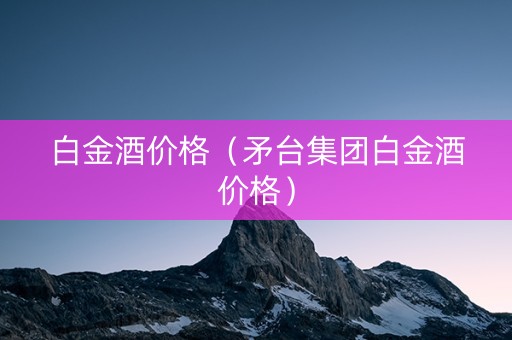 白金酒价格（矛台集团白金酒价格）