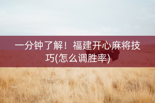 一分钟了解！福建开心麻将技巧(怎么调胜率)