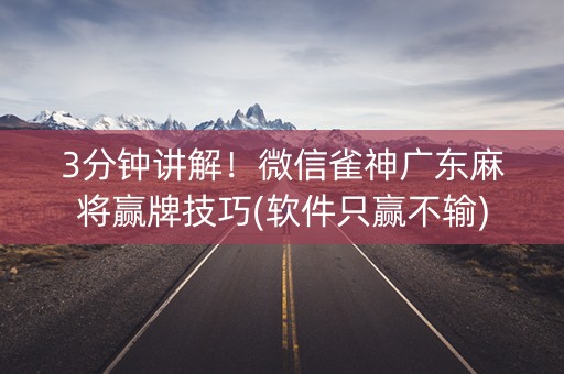 3分钟讲解！微信雀神广东麻将赢牌技巧(软件只赢不输)