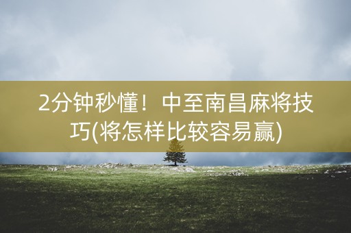2分钟秒懂！中至南昌麻将技巧(将怎样比较容易赢)
