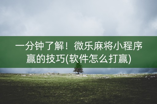 一分钟了解！微乐麻将小程序赢的技巧(软件怎么打赢)