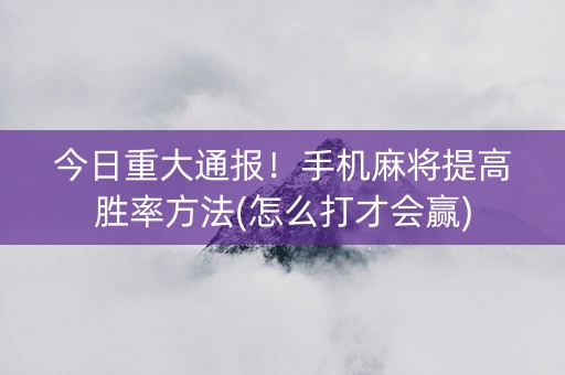 今日重大通报！手机麻将提高胜率方法(怎么打才会赢)
