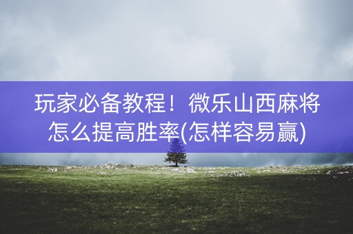 玩家必备教程！微乐山西麻将怎么提高胜率(怎样容易赢)