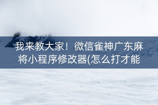 我来教大家！微信雀神广东麻将小程序修改器(怎么打才能赢)