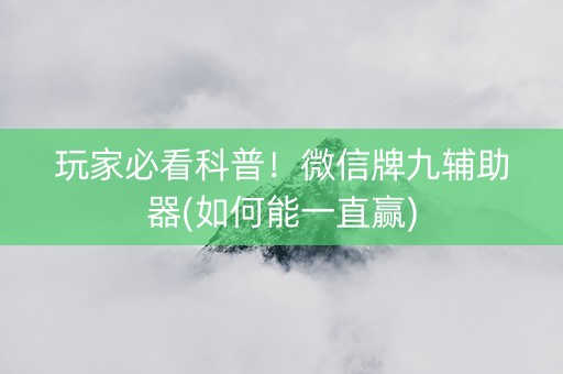 玩家必看科普！微信牌九辅助器(如何能一直赢)