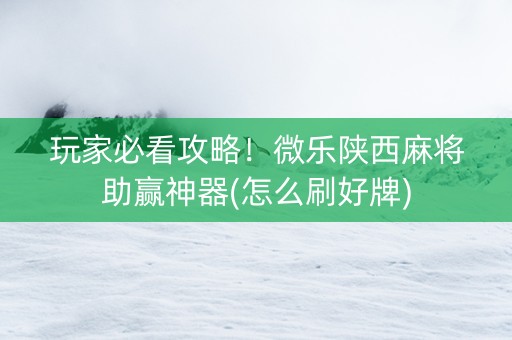 玩家必看攻略！微乐陕西麻将助赢神器(怎么刷好牌)