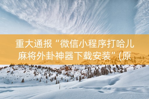 重大通报“微信小程序打哈儿麻将外卦神器下载安装”(原来真的有挂)-知乎