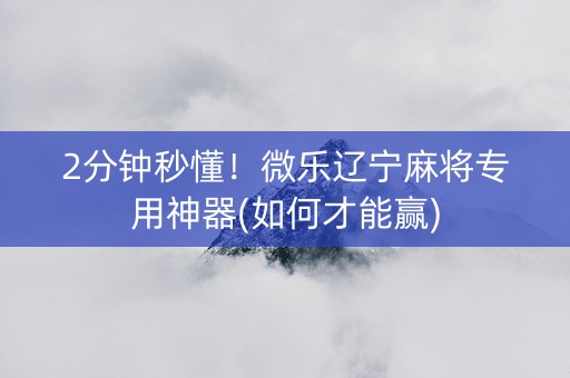 2分钟秒懂！微乐辽宁麻将专用神器(如何才能赢)