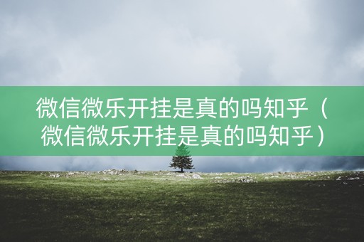 微信微乐开挂是真的吗知乎（微信微乐开挂是真的吗知乎）
