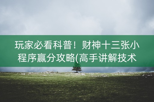 玩家必看科普！财神十三张小程序赢分攻略(高手讲解技术)
