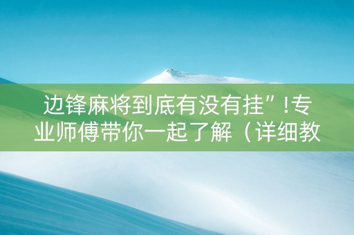 边锋麻将到底有没有挂”!专业师傅带你一起了解（详细教程）-知乎